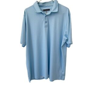 Pebble Beach Shirt Mens XXL Blue Green Polo Striped‎ DryLuxe Performance Golf